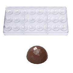 Bonbonvorm Chocolate World Halve Bol Facet (24x) Ø30x15mm