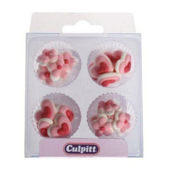 Culpitt Suikerdecoratie roze minihartjes en bloemen, 24st