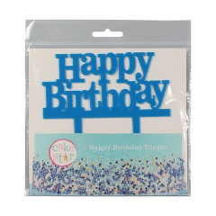 Culpitt Taarttopper Acryl Happy Birthday Blauw 145x85mm**