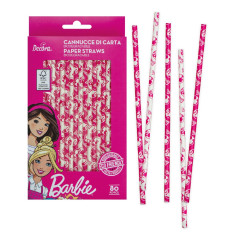 Drinkrietjes Papier Barbie 80st.