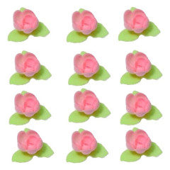 Ouwel rozen met 3 groene blaadjes Roze, 81 stuks