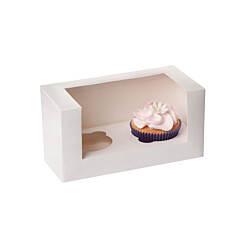 HoM Cupcake Doosje 2 Wit (incl. tray met venster) 3st.