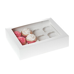 HoM Cupcake Doosje 12 Wit (incl. tray met venster) 2st.