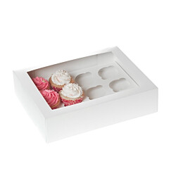 HoM Cupcake Doosje 12 Wit (incl. tray met venster) 50st.