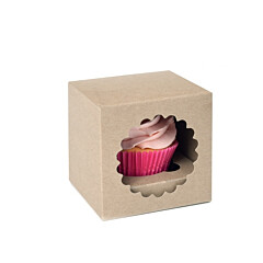 HoM Cupcake Doosje 1 Kraft (incl. tray met venster) 100st.