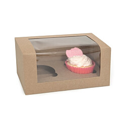 HoM Cupcake Doosje 2 Kraft (incl. tray met venster) 100st.