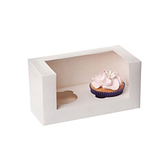 HoM Cupcake Doosje 2 Wit (incl. tray met venster) 100st.
