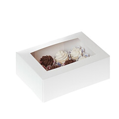 HoM Cupcake Doosje 12 MINI Wit (incl tray met venster) 100st