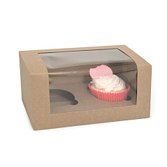 HoM Cupcake Doosje 2 Kraft (incl. tray met venster) 3st.