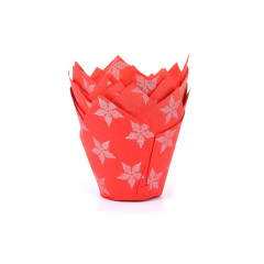 Muffin Cups HoM Tulp Sterren Rood 36st.