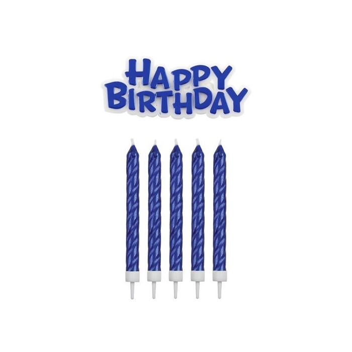 PME Taartkaarsjes Happy Birthday Blauw set/17