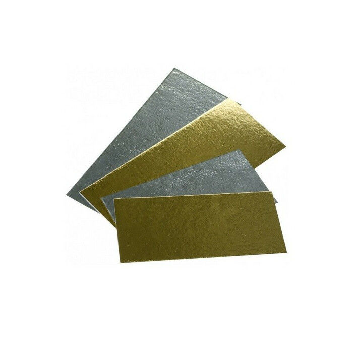 Taartkarton Goud/Zilver Rechthoek 15,5 x 7,5 cm per stuk