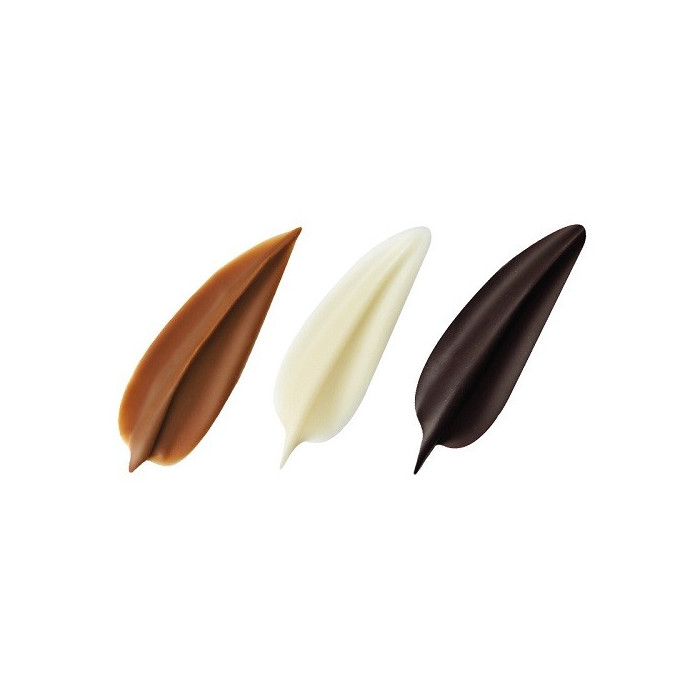 Dobla Chocoladedecoratie Blaadjes Wit, Melk en Puur 160st.