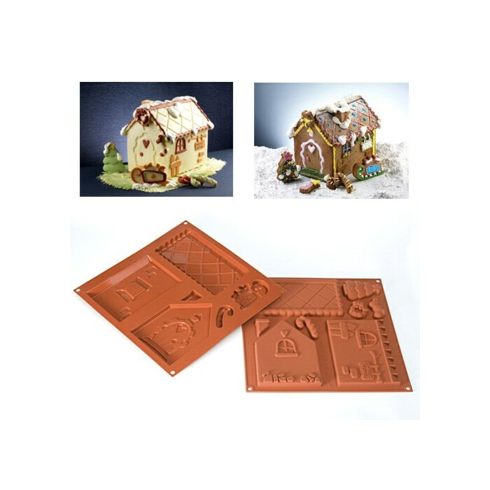 Silikomart Chocolade Vormset Koekhuisje 180x115 h160mm set/2