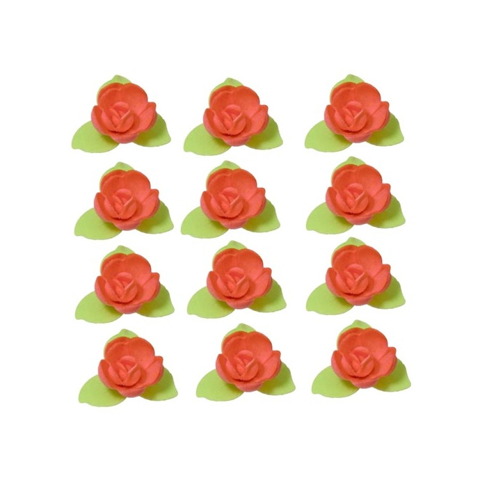 Ouwel rozen met 3 groene blaadjes Rood, 81 stuks