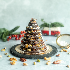 Chocolade kerstboom met noten recept