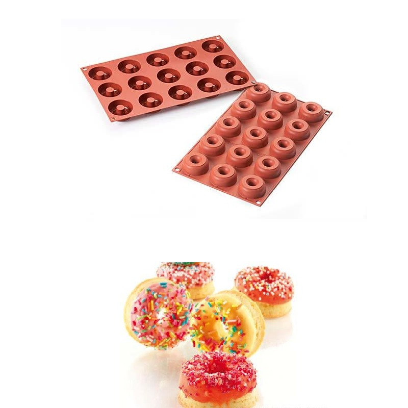 Silikomart Siliconen Bakvorm Mini Donuts Ø4,5-1,5x1,8cm (15)