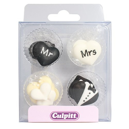 Culpitt Suikerdecoratie Mr&Mrs 25mm. 12 stuks