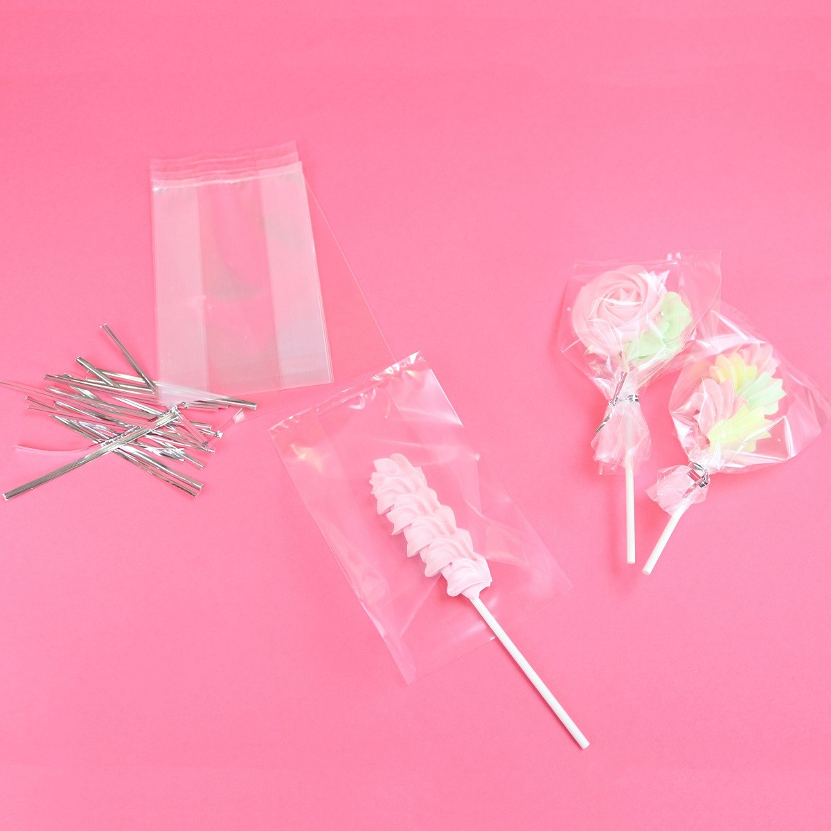 PME Lollipop zakjes met zilveren strikjes 15x9,5cm 25st.