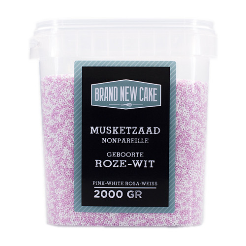 BrandNewCake Musketzaad Geboorte Roze-Wit 2000gr.