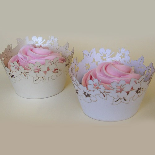 PME Cupcake Wraps Ivoren Bloemen 12 stuks