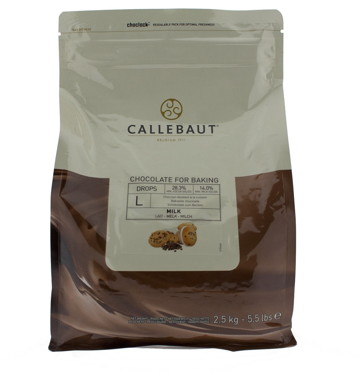 Callebaut Bakvaste Chocolade Druppels L Melk 2,5 kg.